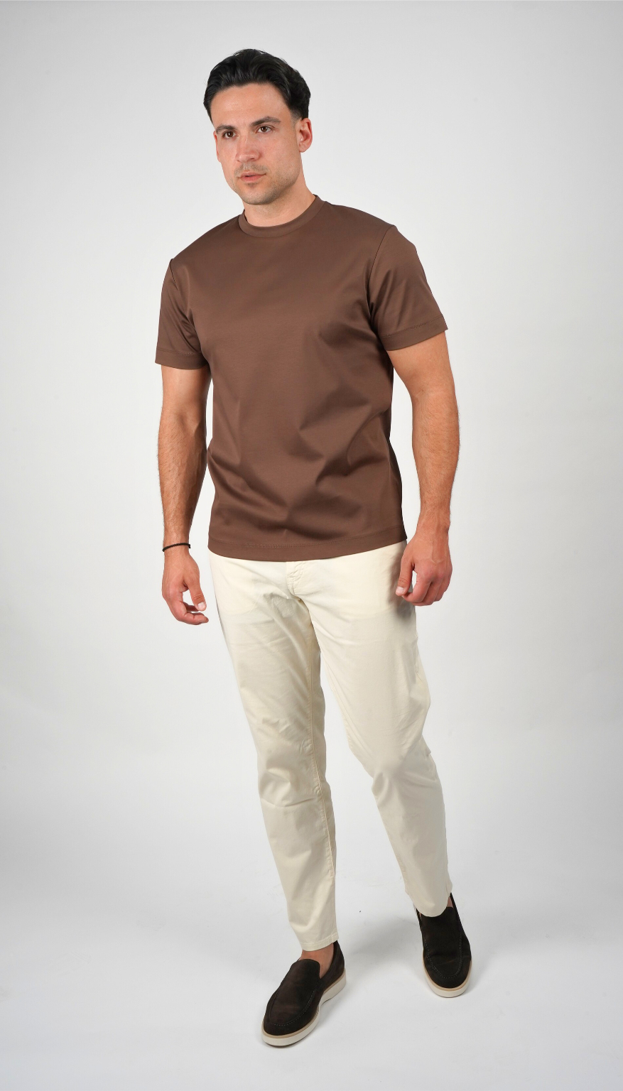 Premium glans T-shirt | Mokkabruin