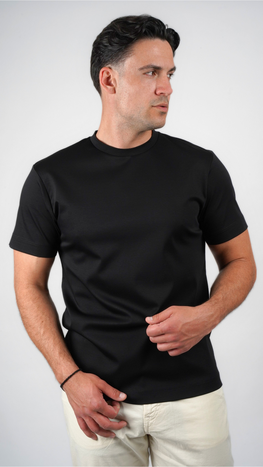 Premium glans T-shirt | Onyxzwart