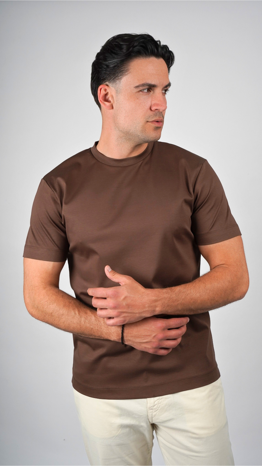 Premium glans T-shirt | Mokkabruin