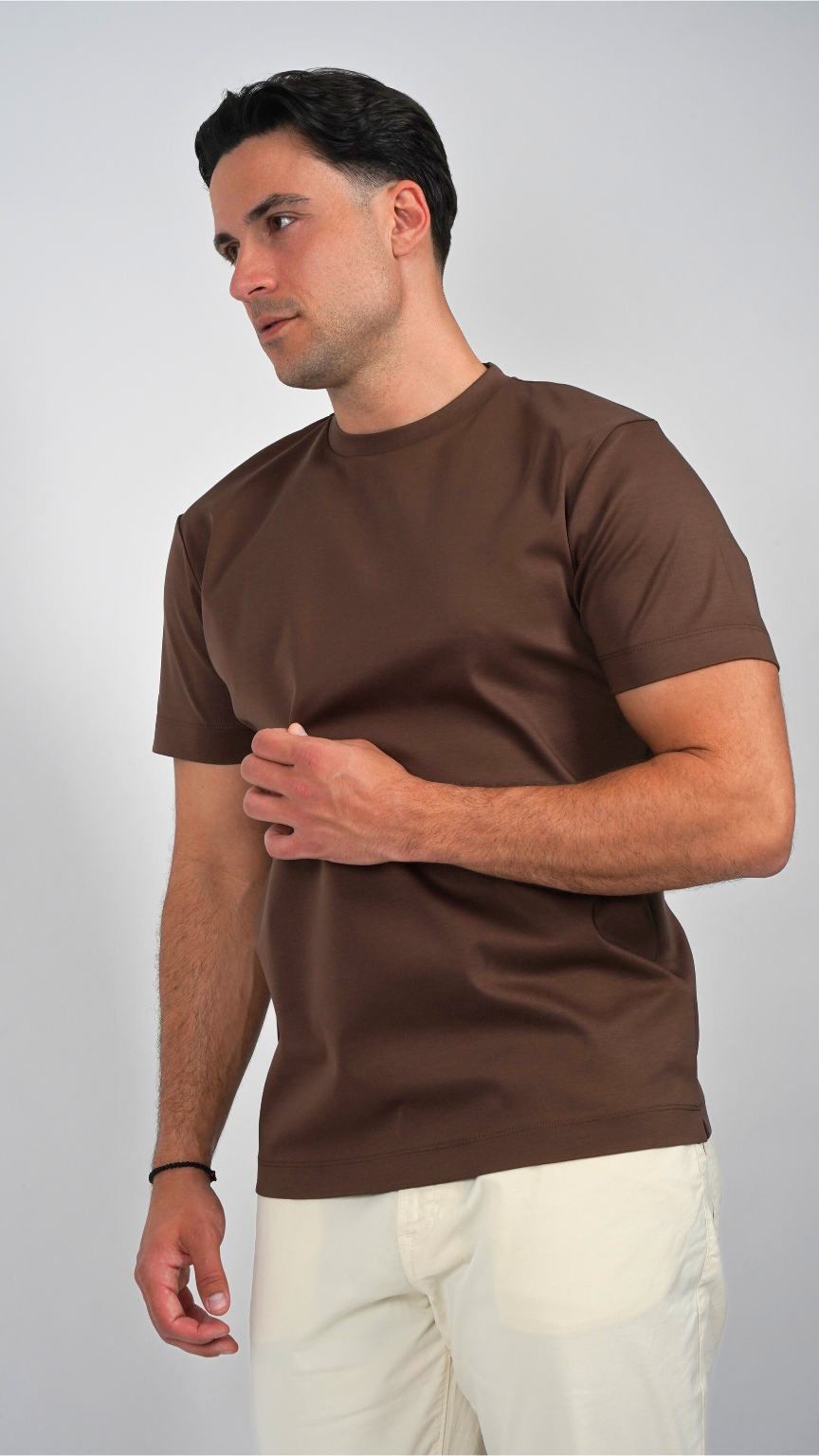 Premium glans T-shirt | Mokkabruin