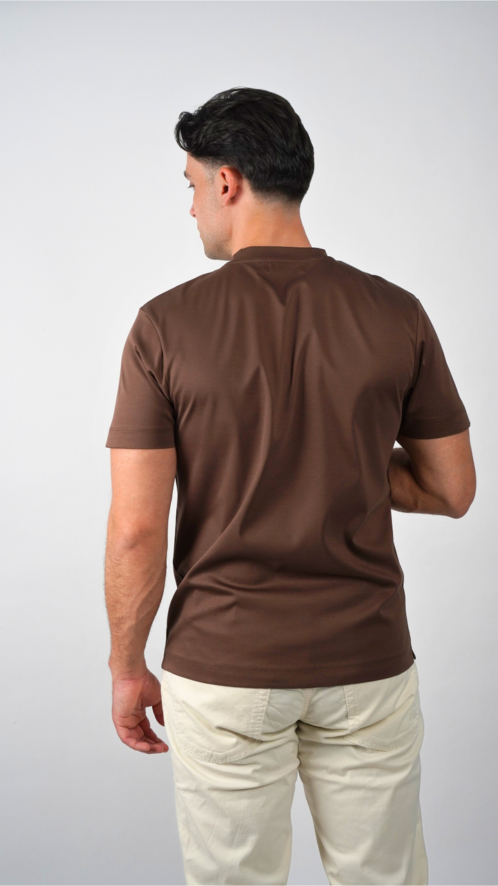 Premium glans T-shirt | Mokkabruin