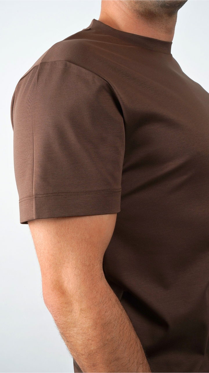 Premium glans T-shirt | Mokkabruin