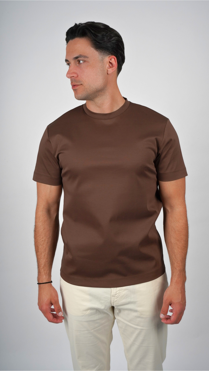 Premium glans T-shirt | Mokkabruin