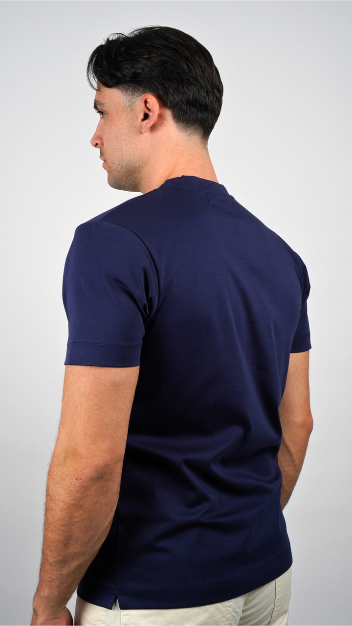 Premium glans T-shirt | Royal Navy blauw