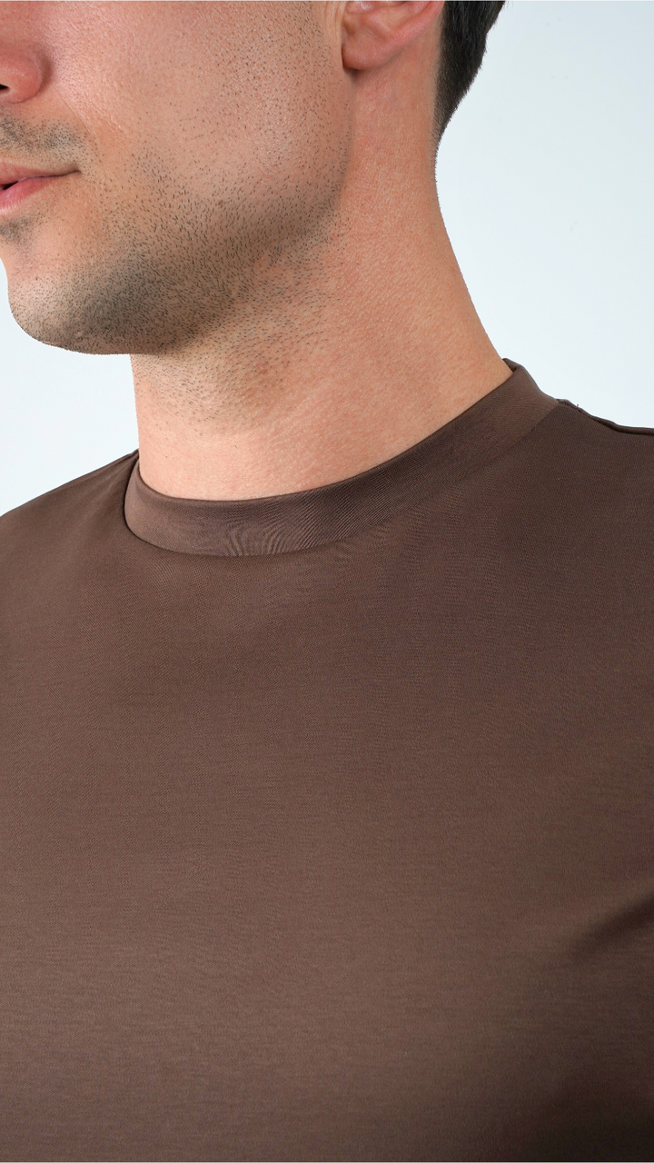 Premium glans T-shirt | Mokkabruin