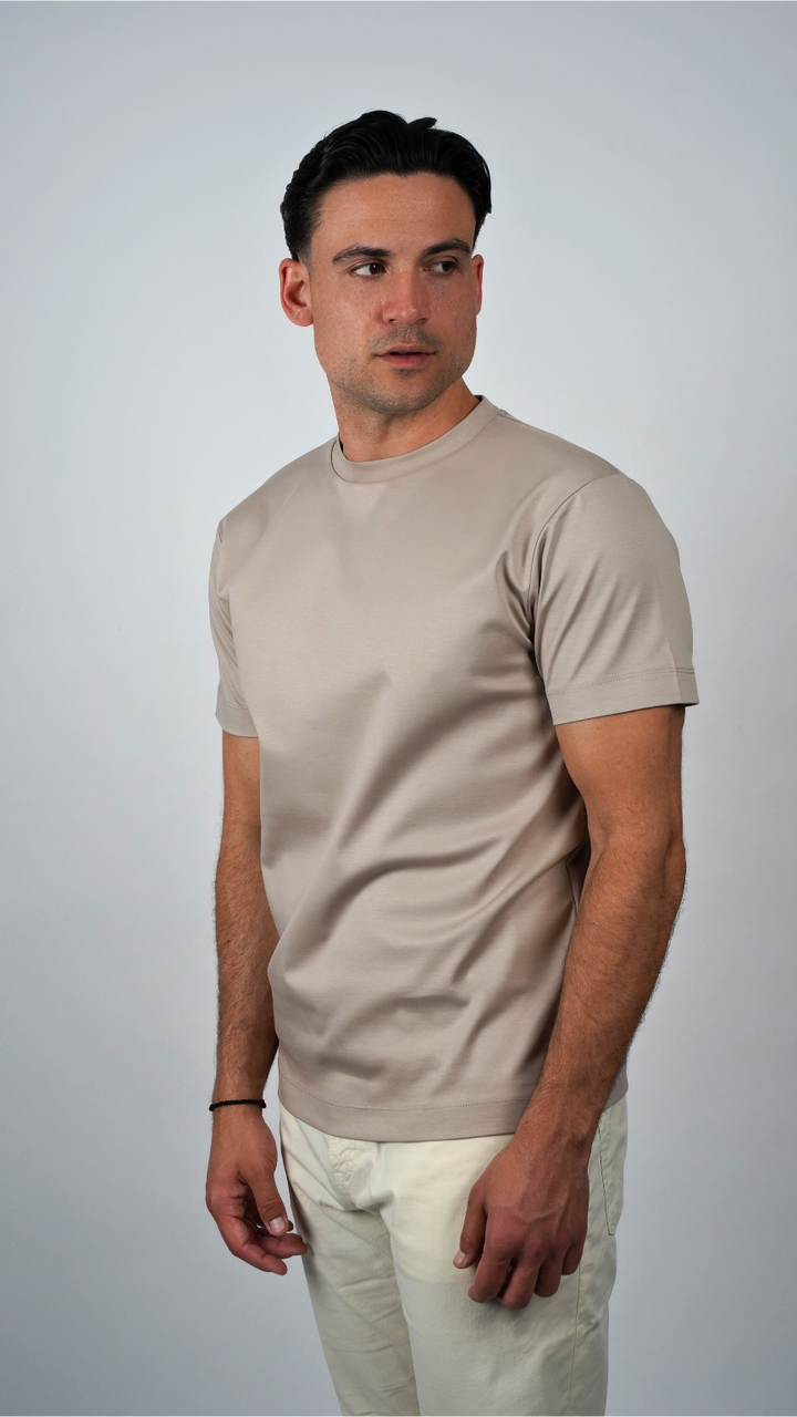 Premium glans T-shirt | Champagnebeige
