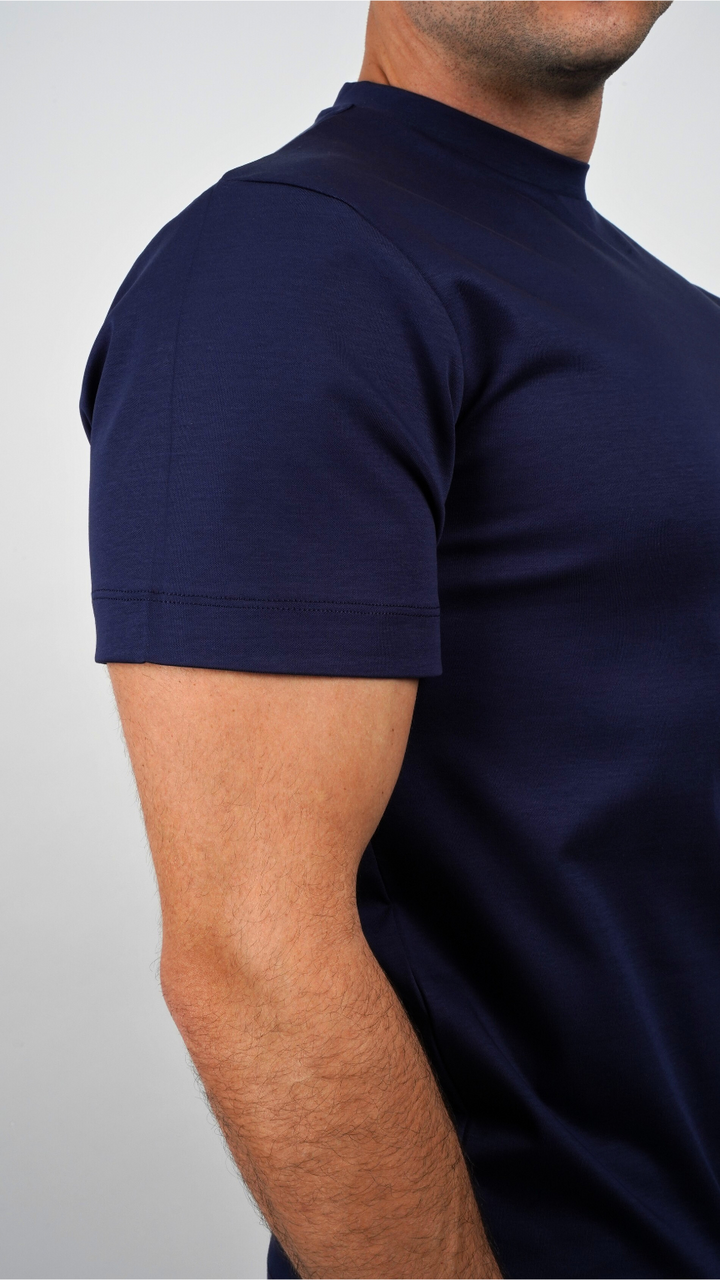Premium glans T-shirt | Royal Navy blauw