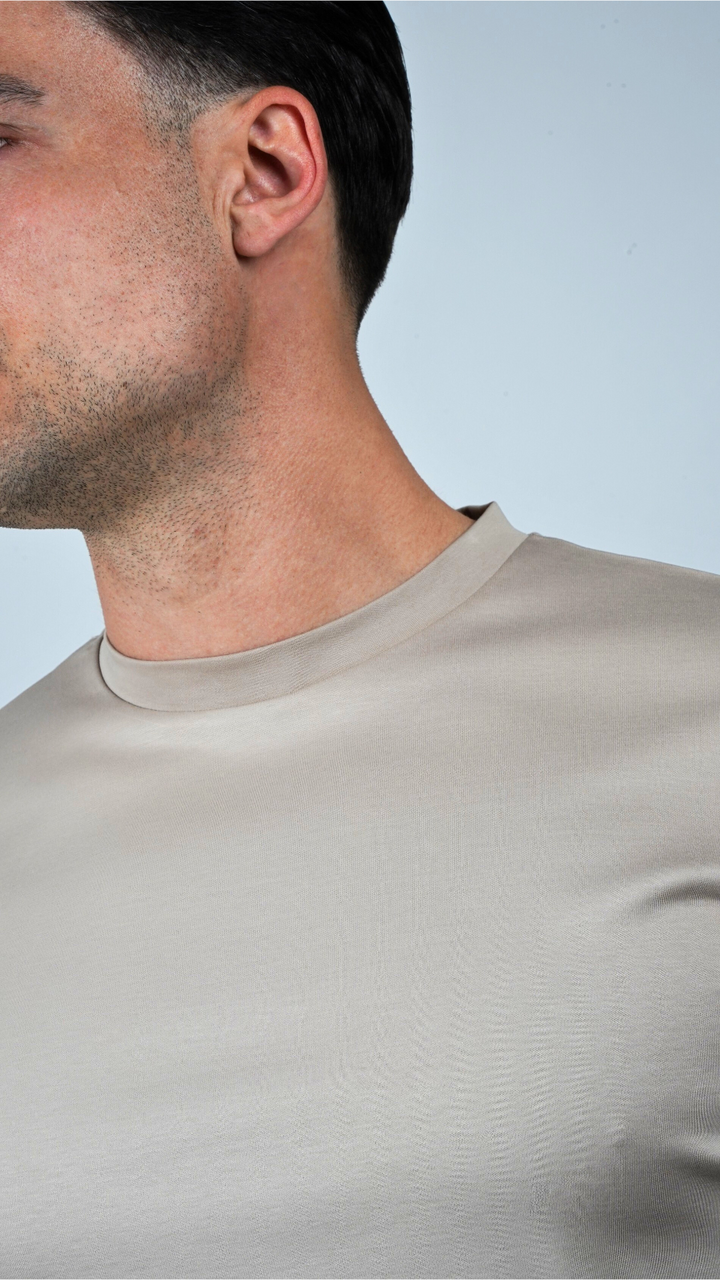 Premium glans T-shirt | Champagnebeige