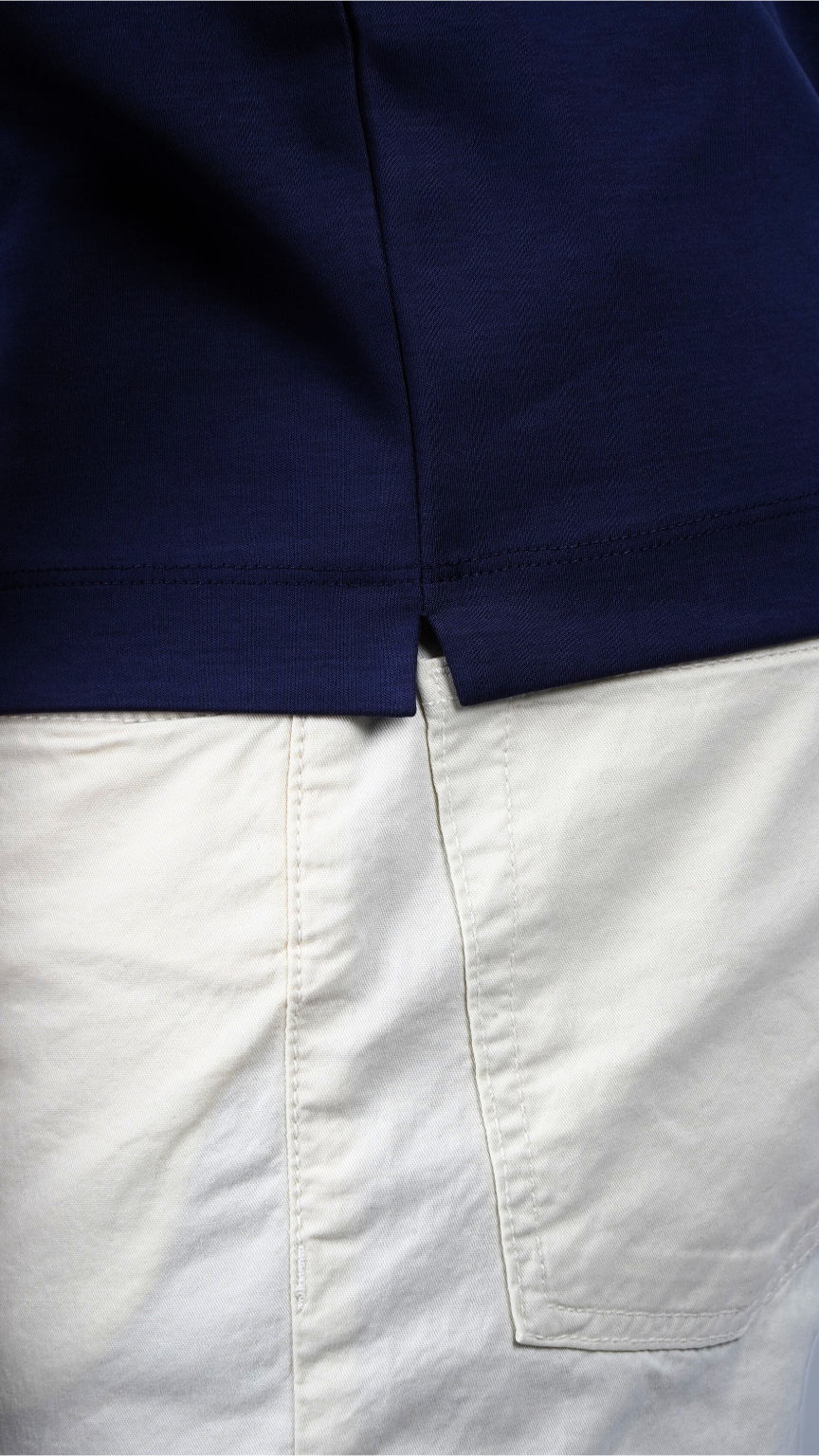 Premium glans T-shirt | Royal Navy blauw