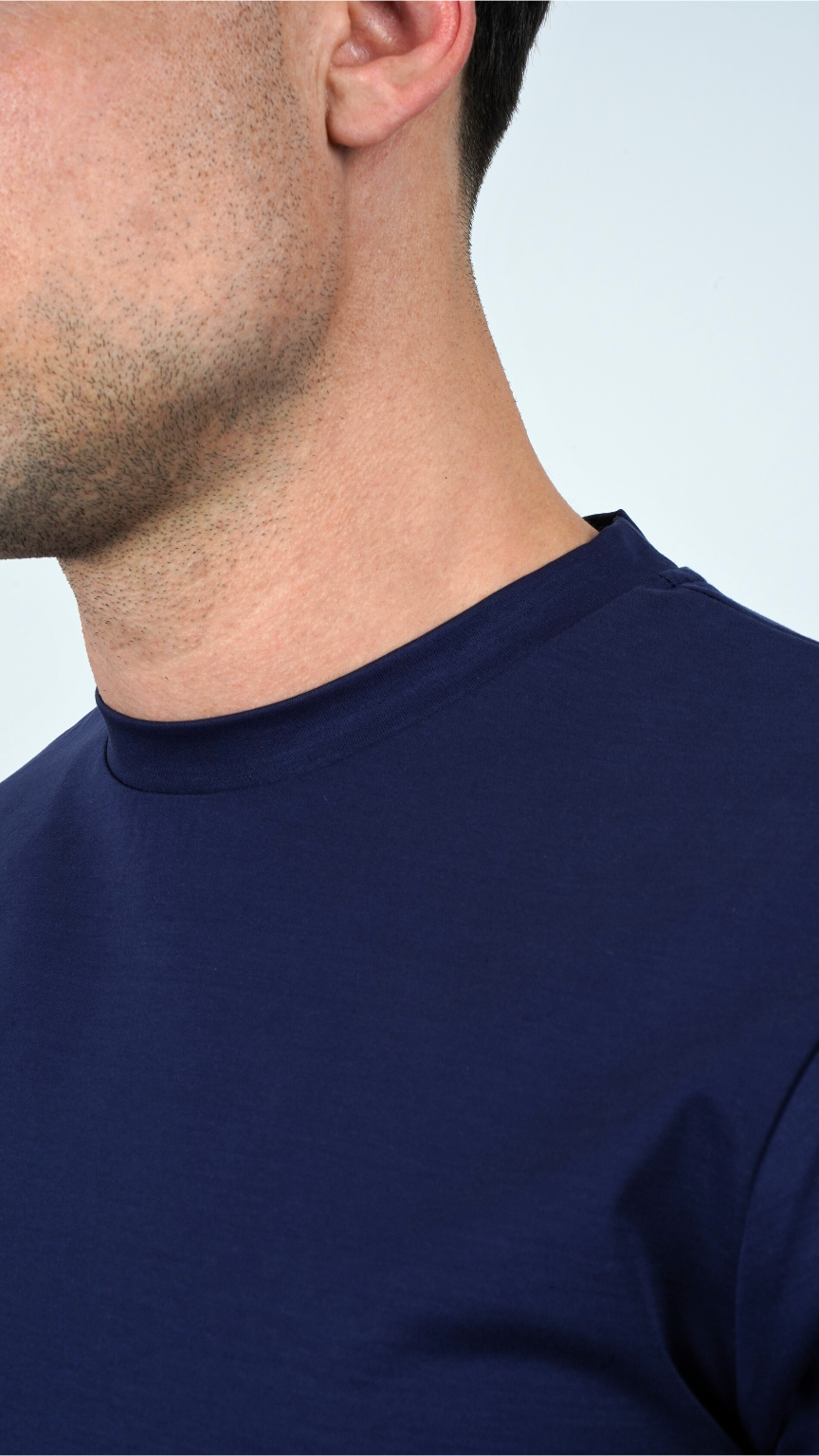 Premium glans T-shirt | Royal Navy blauw