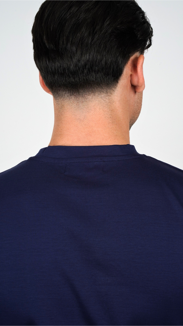 Premium glans T-shirt | Royal Navy blauw